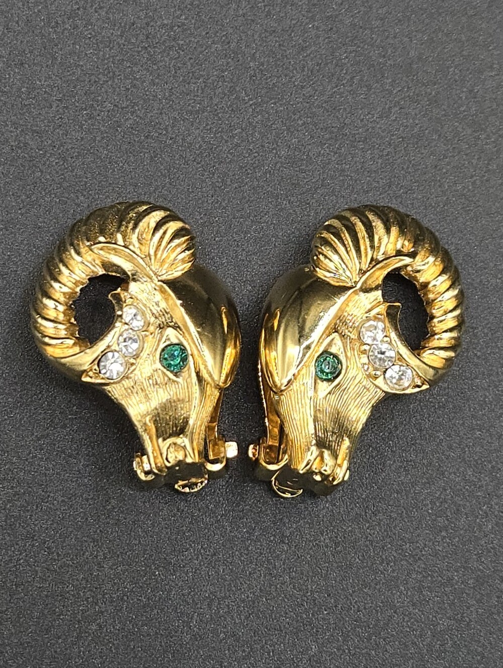 Vintage 80s Kenneth Jay Lane For Avon Ram Clip On Earrings